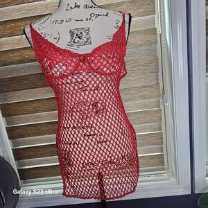 Red Fishnet Chemise Babydoll